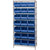 36 x 18 x 74 - 8 Shelf Wire Shelving Unit with (21) Blue Bins