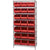 36 x 18 x 74 - 8 Shelf Wire Shelving Unit with (21) Red Bins