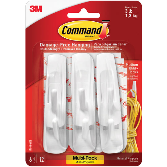 3M 17001 Command Hooks and Strips Value Pack - Medium 6/Case