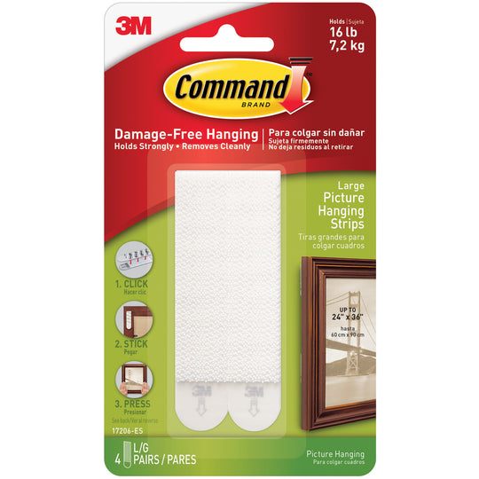 3M 17206 Command Picture Hanging Strips - Large 8/Case