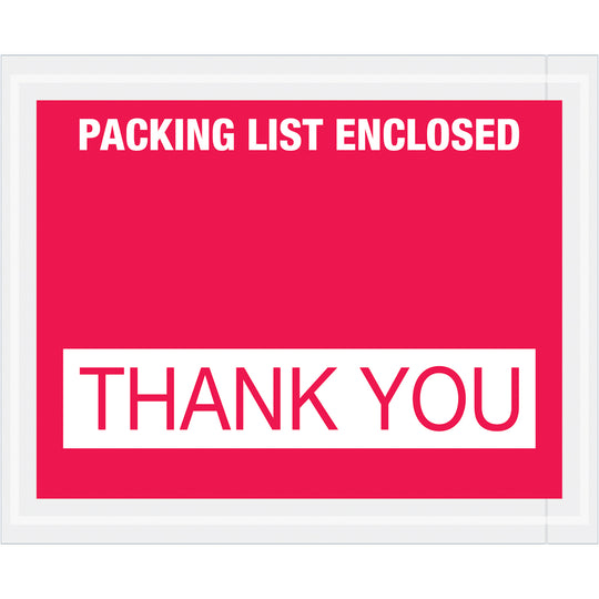 4 1/2 x 5 1/2 Red Packing List Enclosed - Thank You Envelopes 1000/Case