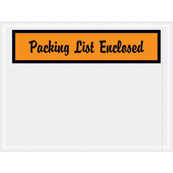 4-1/2 x 6 Packing List Enclosed Envelopes (Panel Face Script) - ORANGE 1000/Case