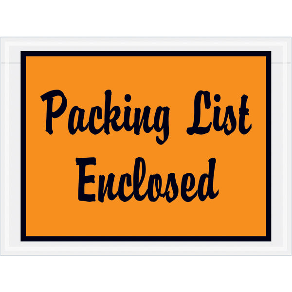4-1/2 x 6 Packing List Envelopes (Full Face Script) - ORANGE 1000/Case