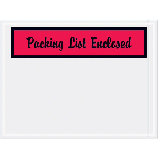 4-1/2 x 6 Packing List Enclosed Envelopes (Panel Face Script) - RED 1000/Case