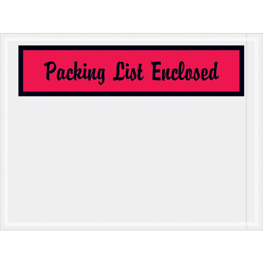 4-1/2 x 6 Packing List Enclosed Envelopes (Panel Face Script) - RED 1000/Case
