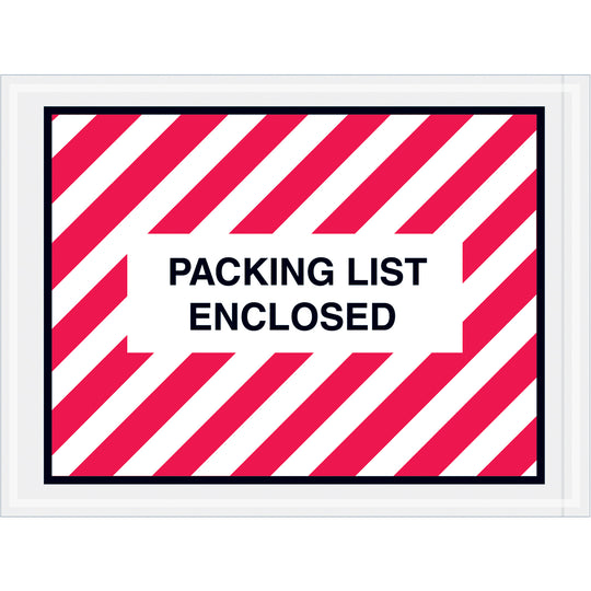4 1/2 x 6 Red (Striped) Packing List Enclosed Envelopes 1000/Case