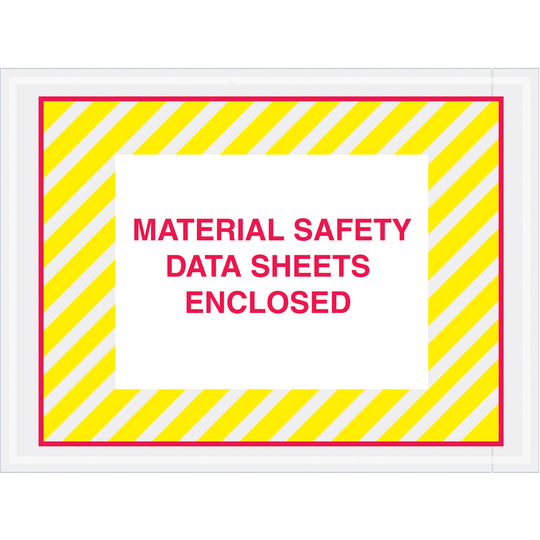 4 1/2 x 6 Yellow (Striped) Material Safety Data Sheets Enclosed Envelopes 1000/Case