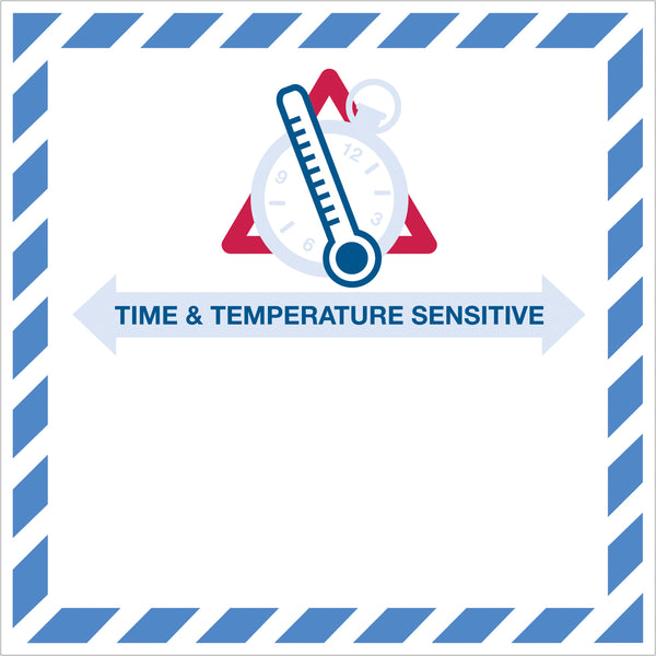 4 1/4 x 4 1/4" - "Time And Temperature Sensitive" Label 500/Roll