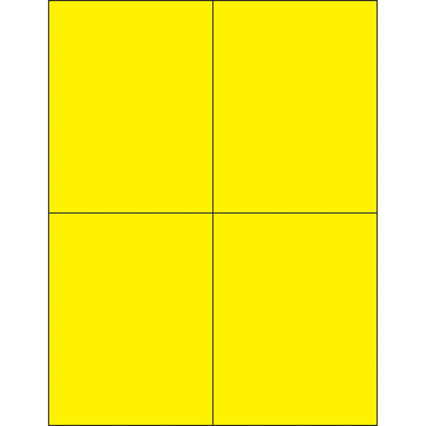 4 1/4 x 5 1/2" Fluorescent Yellow Rectangle Laser Labels 400/Case