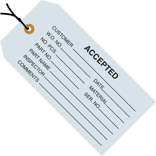 4 3/4 x 2 3/8 - "Accepted (Blue)" Inspection Tags - Pre-Strung 1000/Case