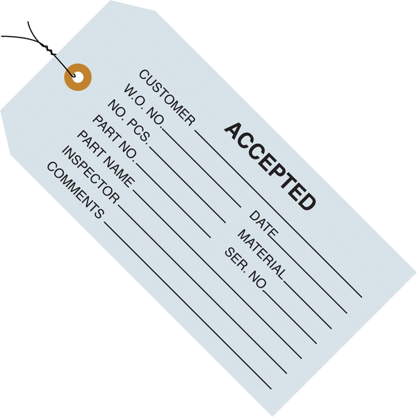 4 3/4 x 2 3/8 - "Accepted (Blue)" Inspection Tags - Pre-Wired 1000/Case