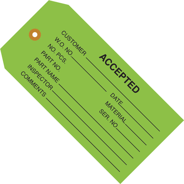 4 3/4 x 2 3/8 - "Accepted (Green)" Inspection Tags 1000/Case