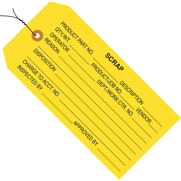4 3/4 x 2 3/8 - "Scrap" Inspection Tags - Pre-Wired 1000/Case