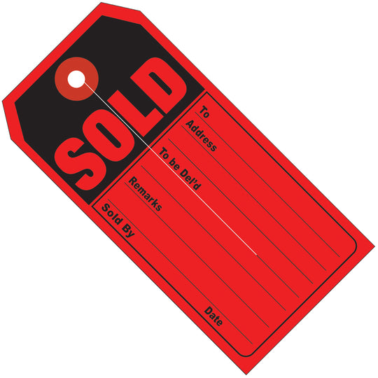 4 3/4 x 2 3/8" "SOLD" Retail Tags 500/Case