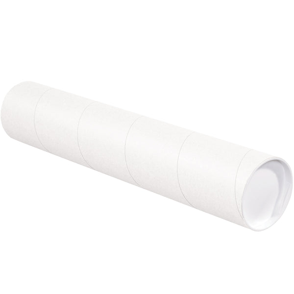 4 x 36 White Mailing Tubes With End Caps .080 Gauge