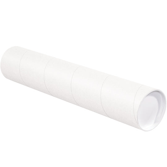 4 x 26 White Mailing Tubes With End Caps .080 Gauge 15/Case