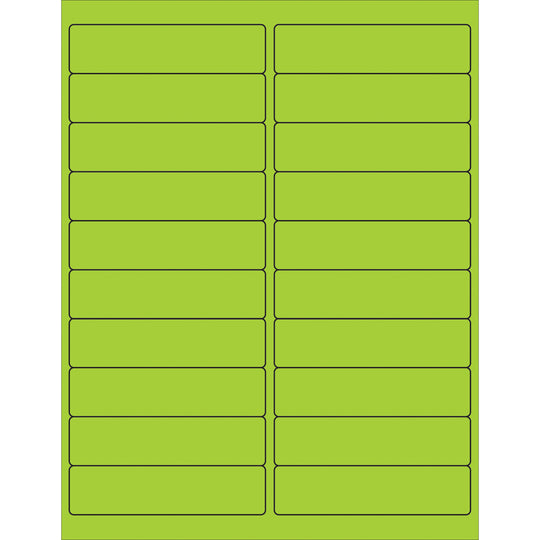 4 x 1" Fluorescent Green Rectangle Laser Labels 2000/Case
