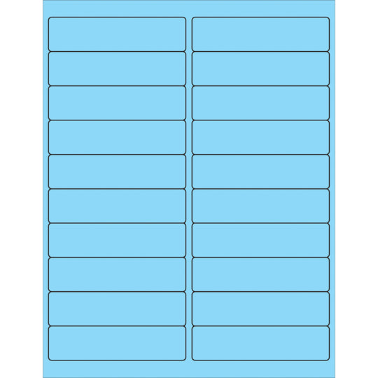 4 x 1" Fluorescent Pastel Blue Rectangle Laser Labels 2000/Case