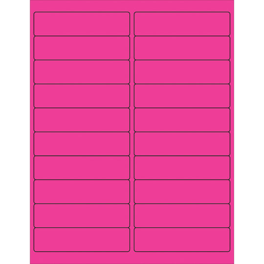 4 x 1" Fluorescent Pink Rectangle Laser Labels 2000/Case