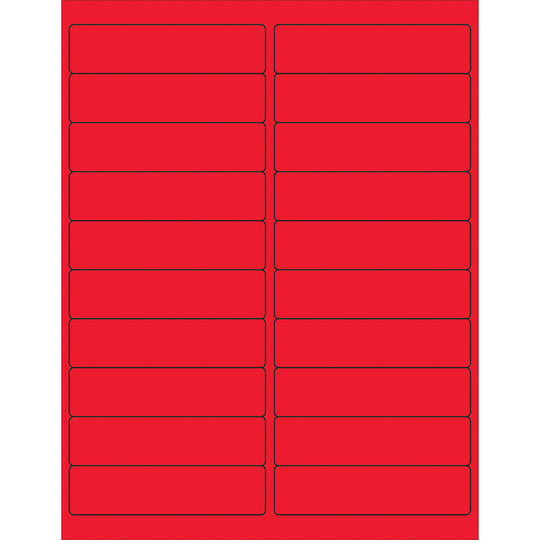 4 x 1" Fluorescent Red Rectangle Laser Labels 2000/Case