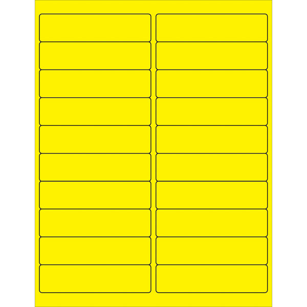 4 x 1" Fluorescent Yellow Rectangle Laser Labels 2000/Case