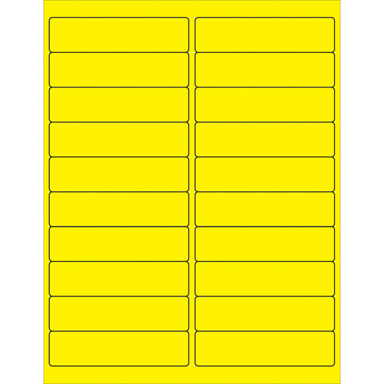 4 x 1" Fluorescent Yellow Rectangle Laser Labels 2000/Case