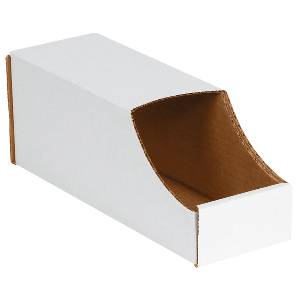 4 x 12 x 4 1/2 Stackable White Corrugated Bin Box 50/Bundle