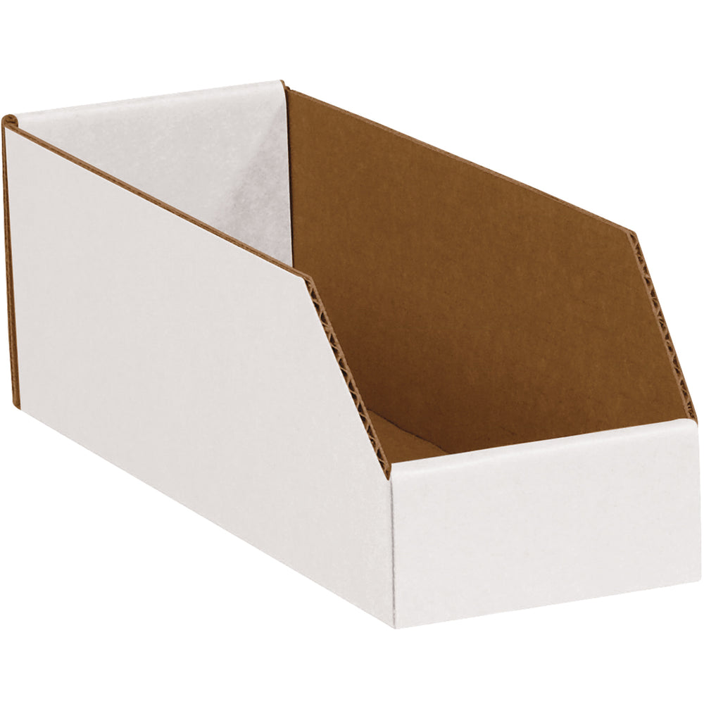 8 x 24 x 4 1/2 Open-Top White Corrugated Bin Box - PackagingSupplies.com