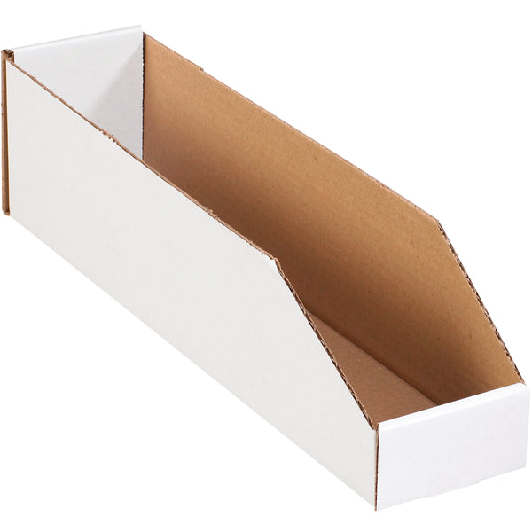 4 x 18 x 4 1/2 Open-Top White Corrugated Bin Box 50/Bundle