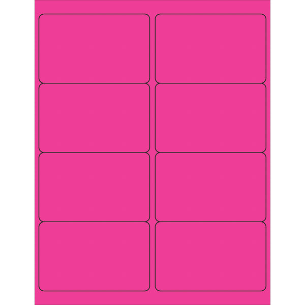 4 x 2 1/2" Fluorescent Pink Rectangle Laser Labels 800/Case