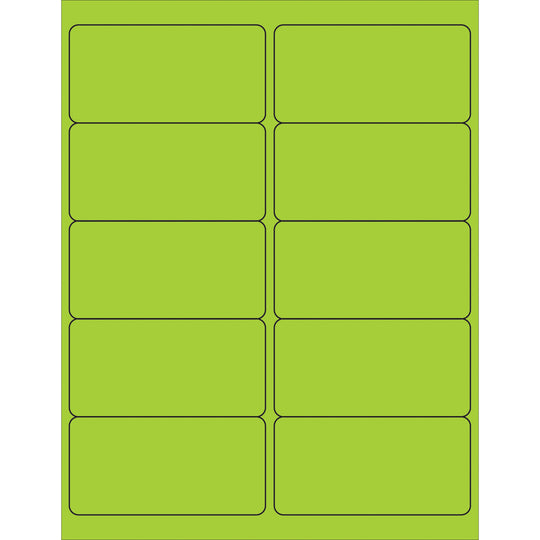 4 x 2" Fluorescent Green Rectangle Laser Labels 1000/Case