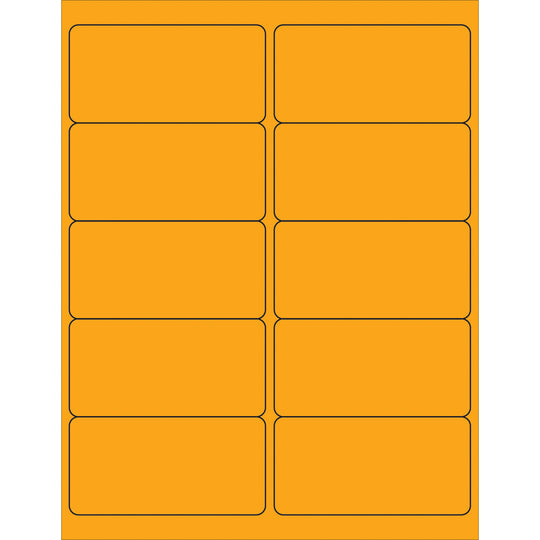 4 x 2" Fluorescent Orange Rectangle Laser Labels 1000/Case