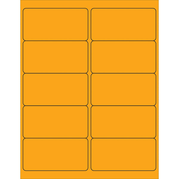 4 x 2" Fluorescent Orange Removable Rectangle Laser Labels 1000/Case