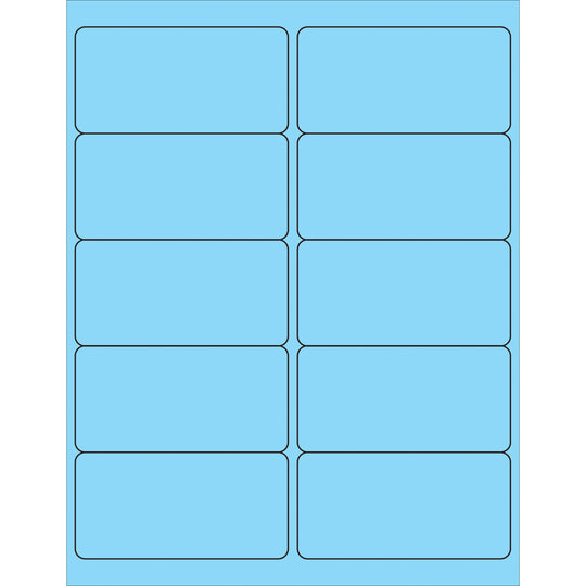 4 x 2" Fluorescent Pastel Blue Rectangle Laser Labels 1000/Case