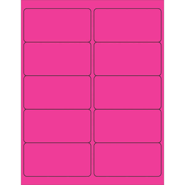 4 x 2" Fluorescent Pink Rectangle Laser Labels 1000/Case