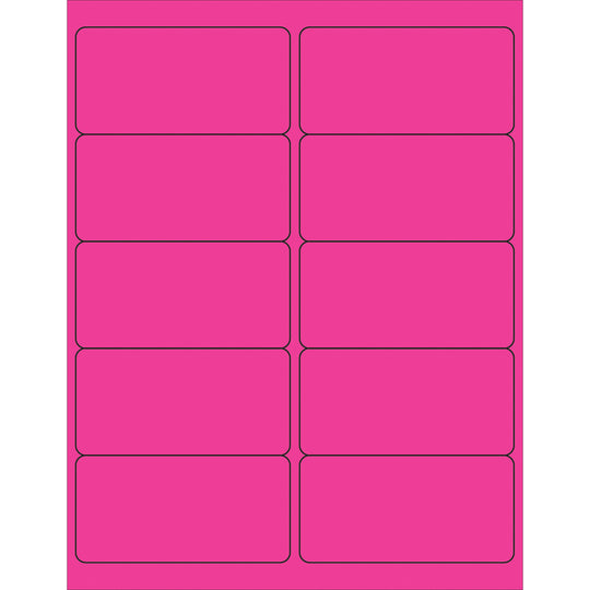 4 x 2" Fluorescent Pink Rectangle Laser Labels 1000/Case