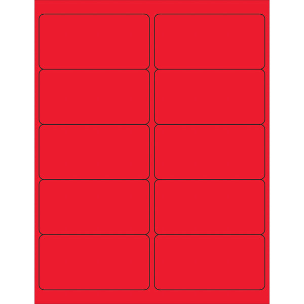 4 x 2" Fluorescent Red Rectangle Laser Labels 1000/Case