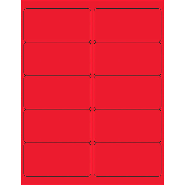 4 x 2" Fluorescent Red Rectangle Laser Labels 1000/Case