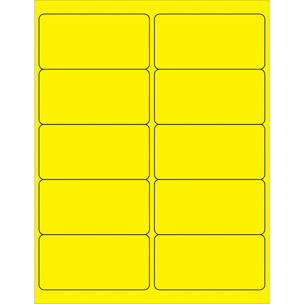 4 x 2" Fluorescent Yellow Removable Rectangle Laser Labels 1000/Case