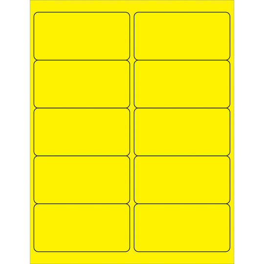 4 x 2" Fluorescent Yellow Removable Rectangle Laser Labels 1000/Case