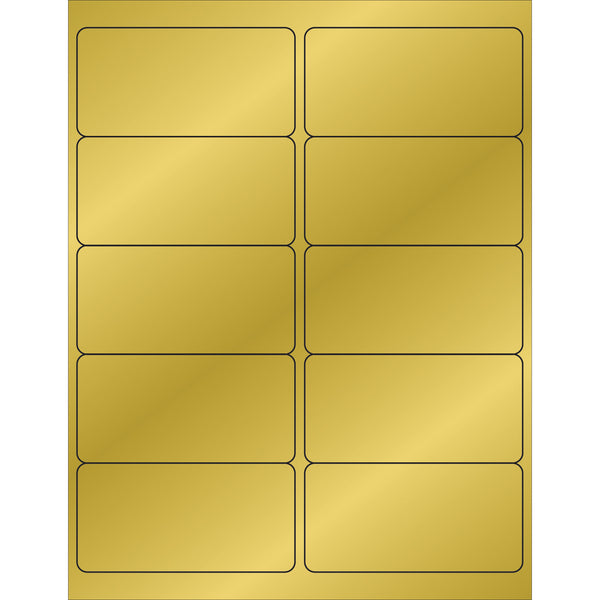 4 x 2" Gold Foil Rectangle Laser Labels 1000/Case
