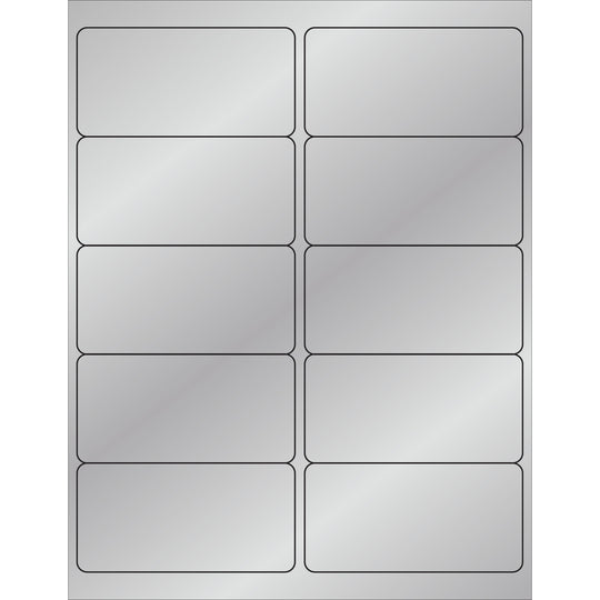 4 x 2" Silver Foil Rectangle Laser Labels 1000/Case