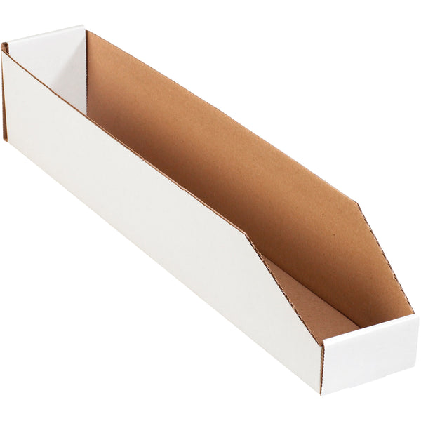 4 x 24 x 4 1/2 Open-Top White Corrugated Bin Box 50/Bundle