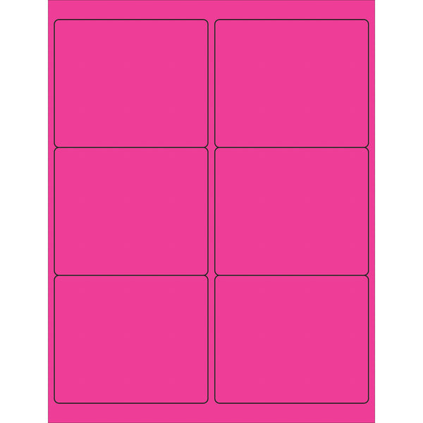 4 x 3 1/3" Fluorescent Pink Rectangle Laser Labels 600/Case