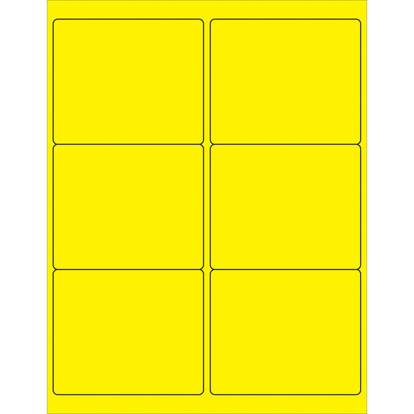 4 x 3 1/3" Fluorescent Yellow Rectangle Laser Labels 600/Case