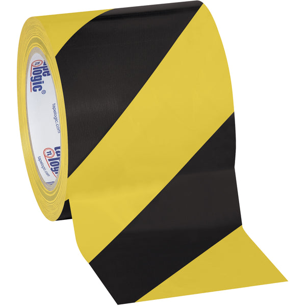 4" x 36 yds. Black/Yellow Striped Vinyl Safety Tape 3/Case