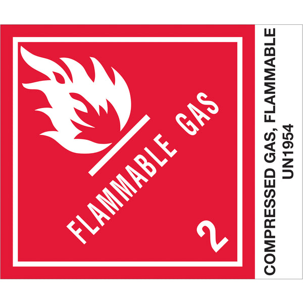 4 x 4 3/4" - "Compressed Gases, Flammable, N.O.S." Labels 500/Roll