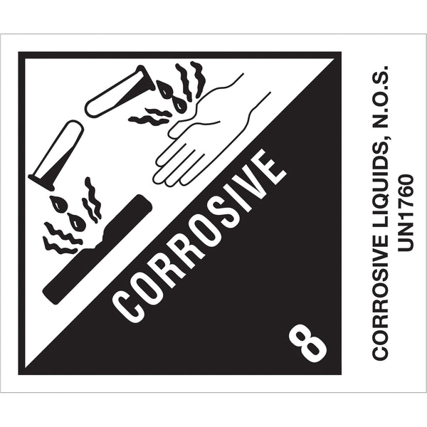 4 x 4 3/4" - "Corrosive Liquids, N.O.S." Labels 500/Roll