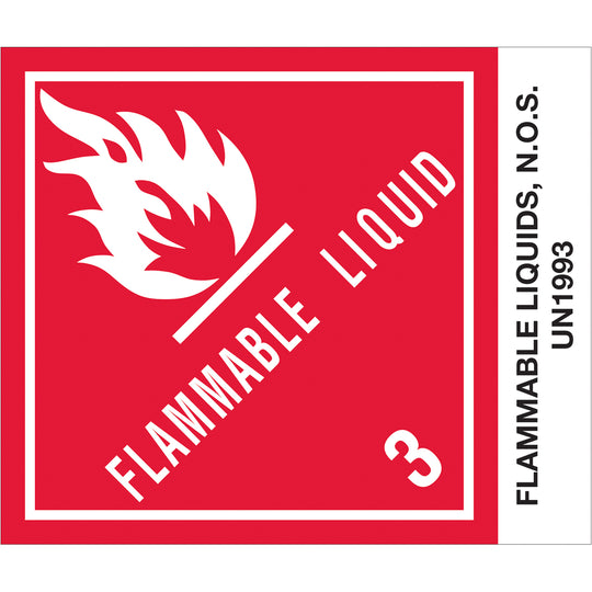 4 x 4 3/4" - "Flammable Liquids, N.O.S." Labels 500/Roll