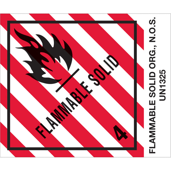 4 x 4 3/4" - "Flammable Solids, N.O.S." Labels 500/Roll